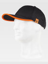 6 PANEL CURVED VISOR HAT WITH CONTRAST VISOR EDGE - Black/Orange / XS