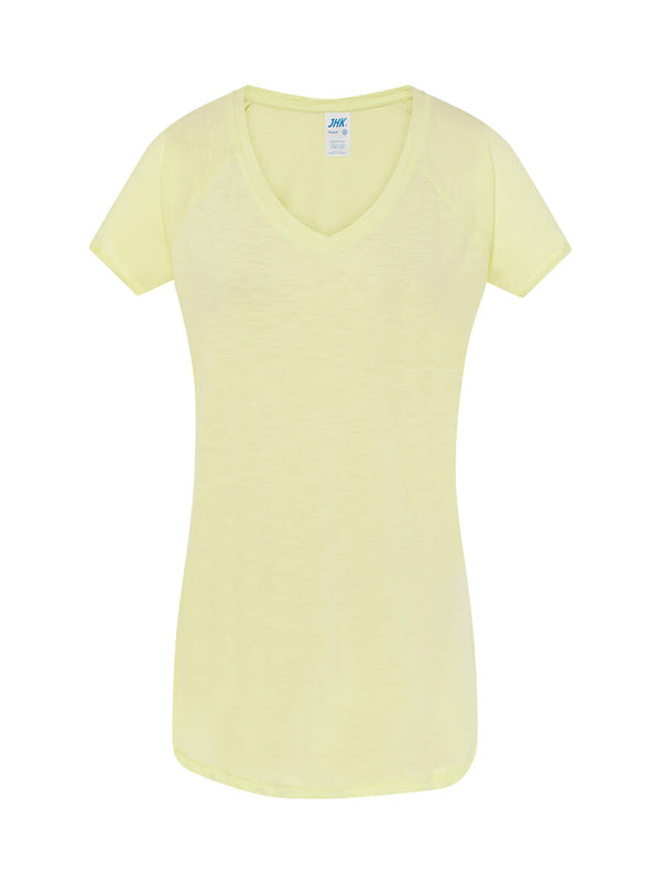 WOMEN'S SHORT SLEEVE V-NECK T-SHIRT URBAN SLUB