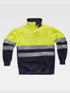 HIGH VISIBILITY HIGH NECK SWEATSHIRT WITH VELCRO CLASS 2