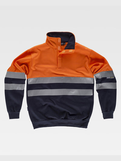 HIGH VISIBILITY HIGH NECK SWEATSHIRT WITH VELCRO CLASS 2