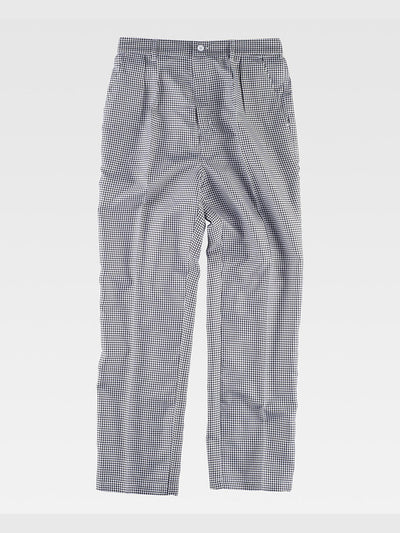 CHEF TROUSERS IN CHECKED FABRIC - Chequered White/Black / S