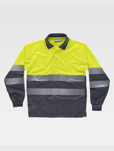 CLASS 1 HIGH VISIBILITY LONG SLEEVE POLO SHIRT - Yellow/Dark Gray / S