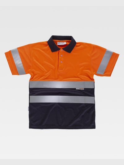 CLASS 1 HIGH VISIBILITY SHORT SLEEVE POLO SHIRT - Orange/Marine / S