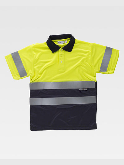 CLASS 1 HIGH VISIBILITY SHORT SLEEVE POLO SHIRT - Yellow/Marine / S
