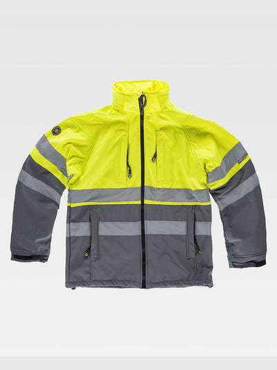 CLASS 1 HIGH VISIBILITY SOFTSHELL WITH HOOD - Dark Gray/Yellow / S