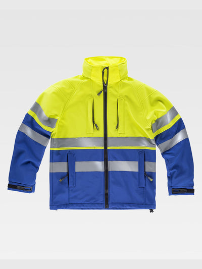 CLASS 1 HIGH VISIBILITY SOFTSHELL WITH HOOD - Royal Blue/Yellow / M