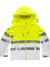 CLASS 1 HIGH VISIBILITY SOFTSHELL WITH HOOD - White/Yellow / S