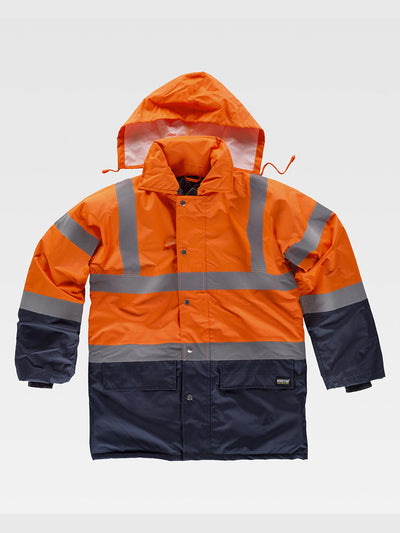 CLASS 2 HIGH VISIBILITY PADDED PARKA - Marine/Orange / S