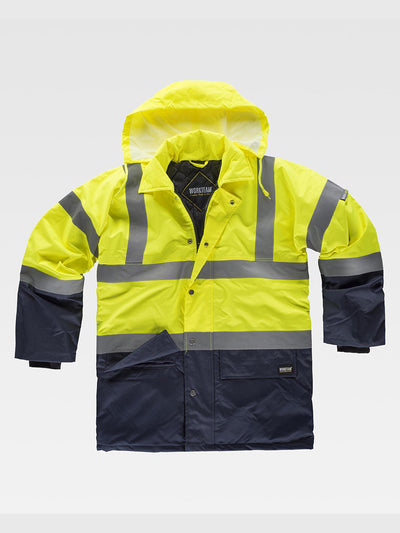 CLASS 2 HIGH VISIBILITY PADDED PARKA - Marine/Yellow / S