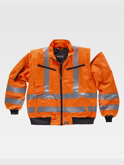 CLASS 3 HIGH VISIBILITY JACKET WITH DETACHABLE SLEEVES - Orange / M