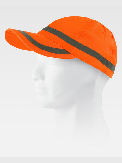 HIGH VISIBILITY 6 PANEL CURVED VISOR HAT - Orange / XS