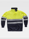 HIGH VISIBILITY HIGH NECK SWEATSHIRT WITH VELCRO CLASS 2 - Yellow/Marine / S