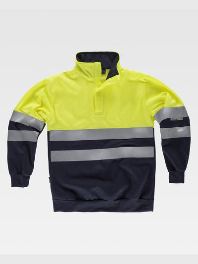HIGH VISIBILITY HIGH NECK SWEATSHIRT WITH VELCRO CLASS 2 - Yellow/Marine / S