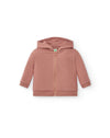 LIGHTWEIGHT FRENCH TERRY BABY HOOD AND ZIP SWEATSHIRT - PV / 3M
