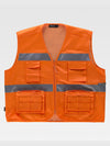LIGHTWEIGHT MULTIPOCKET VEST WITH HIGH VISIBILITY AND REFLECTIVE BANDS - Orange Fluorescent / S