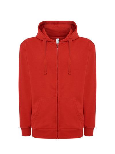 MEN’S LIGHTWEIGHT FRENCH TERRY HOODED ZIP-UP SWEATSHIRT - RD / S