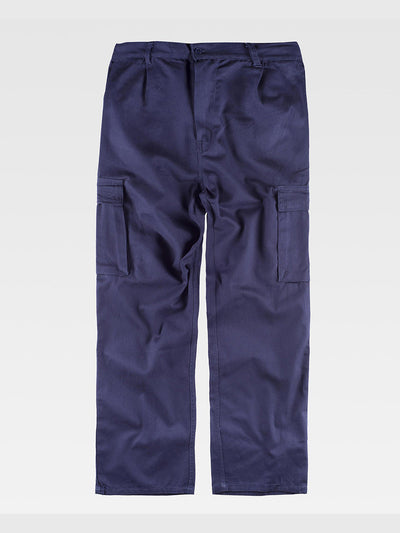 MULTI-POCKET COTTON WORK TROUSERS - Marine / S