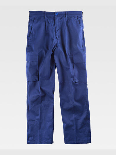 MULTI-POCKET COTTON WORK TROUSERS - Royal Blue / S