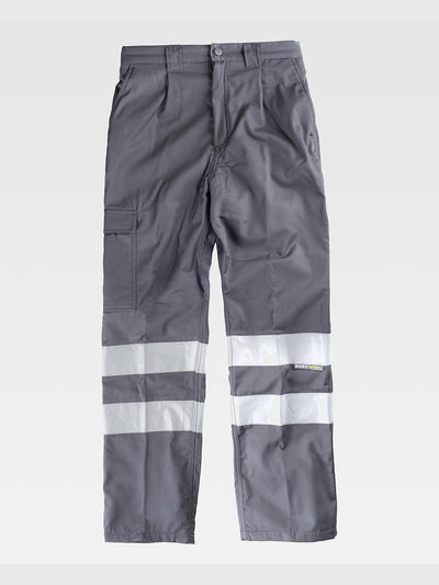 MULTI-POCKET WORK TROUSERS FLEECE INTERIOR WITH REFLECTIVE BANDS - Dark Gray / S