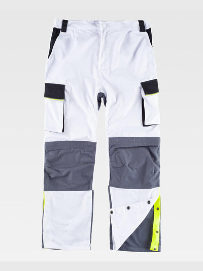 MULTI-POCKET WORK TROUSERS KNEE PROTECTION REINFORCEMENTS IN THE BUTTOCKS - White / M