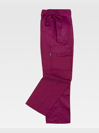 MULTI-POCKET WORK TROUSERS - Maroon / S