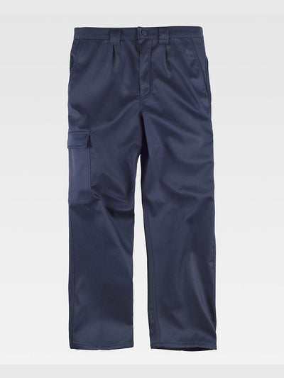 MULTI-POCKET WORK TROUSERS WITH FLEECE LINING - Marine / S