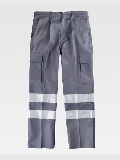 MULTI-POCKET WORK TROUSERS WITH REFLECTIVE BANDS - Dark Gray / L
