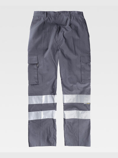 MULTI-POCKET WORK TROUSERS WITH REFLECTIVE BANDS - Dark Gray / S
