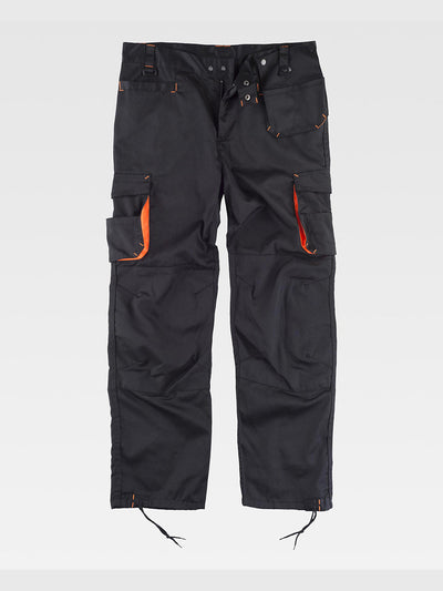MULTI-POCKET WORK TROUSERS WITH REINFORCEMENTS AT THE KNEES - Black / S