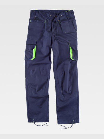 MULTI-POCKET WORK TROUSERS WITH REINFORCEMENTS AT THE KNEES - Marine / S