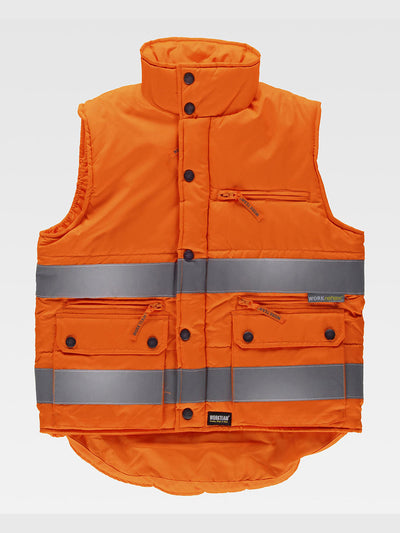 PADDED VEST IN HIGH VISIBILITY CLASS 2 OXFORD FABRIC - Orange / M