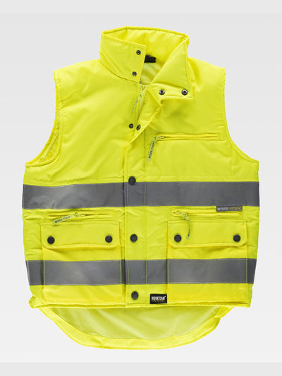 PADDED VEST IN HIGH VISIBILITY CLASS 2 OXFORD FABRIC - Yellow / M