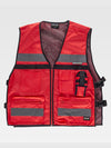 UNISEX MULTI-POCKET VEST - Red/Gray / XS