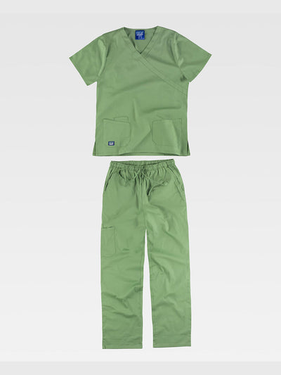 UNISEX SET WITH JACKET + TROUSERS IN STRETCH FABRIC - Herb Green / XS