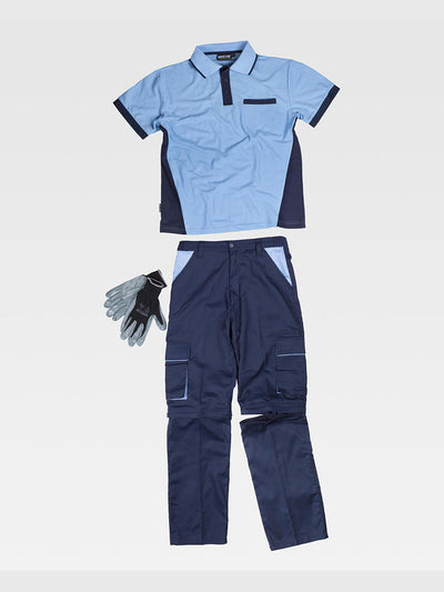 UNISEX WORK SET PANTS + POLO SHIRT + GLOVES - Marine/Blue / S