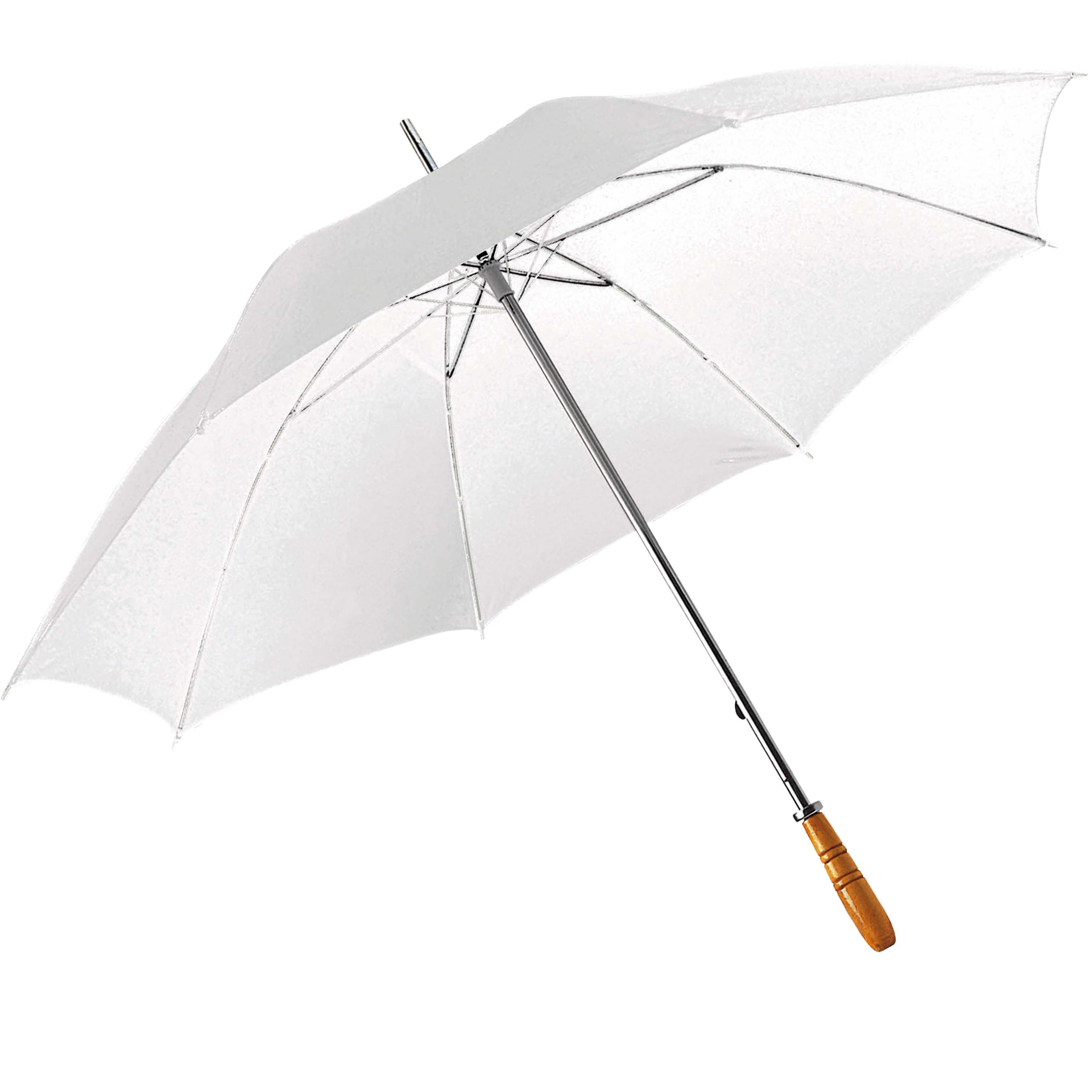 Golf umbrella with metal shaft and straight wooden handle
