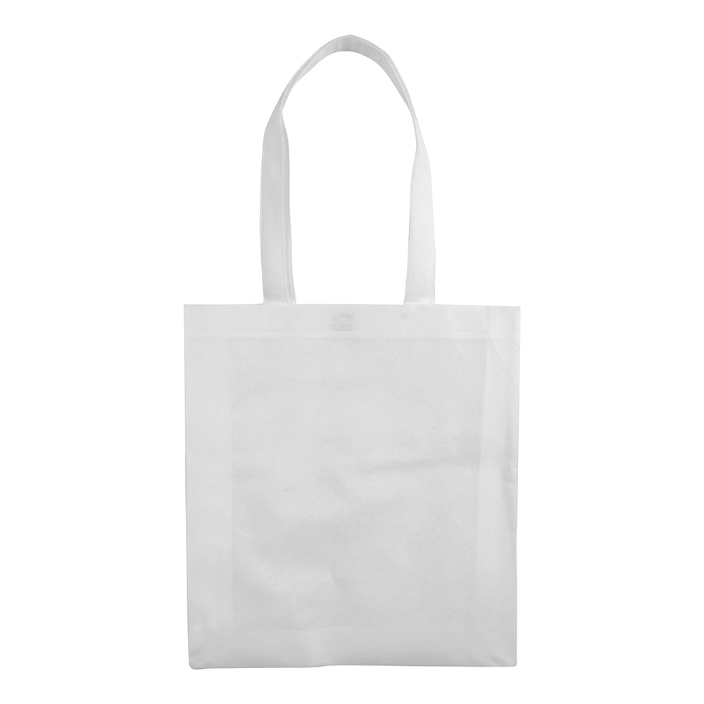 Stitched 80 g/m2 non-woven fabric shopping bag, long handles. Product size 42 X 38 CM (HANDLES: 75 X 2 CM)