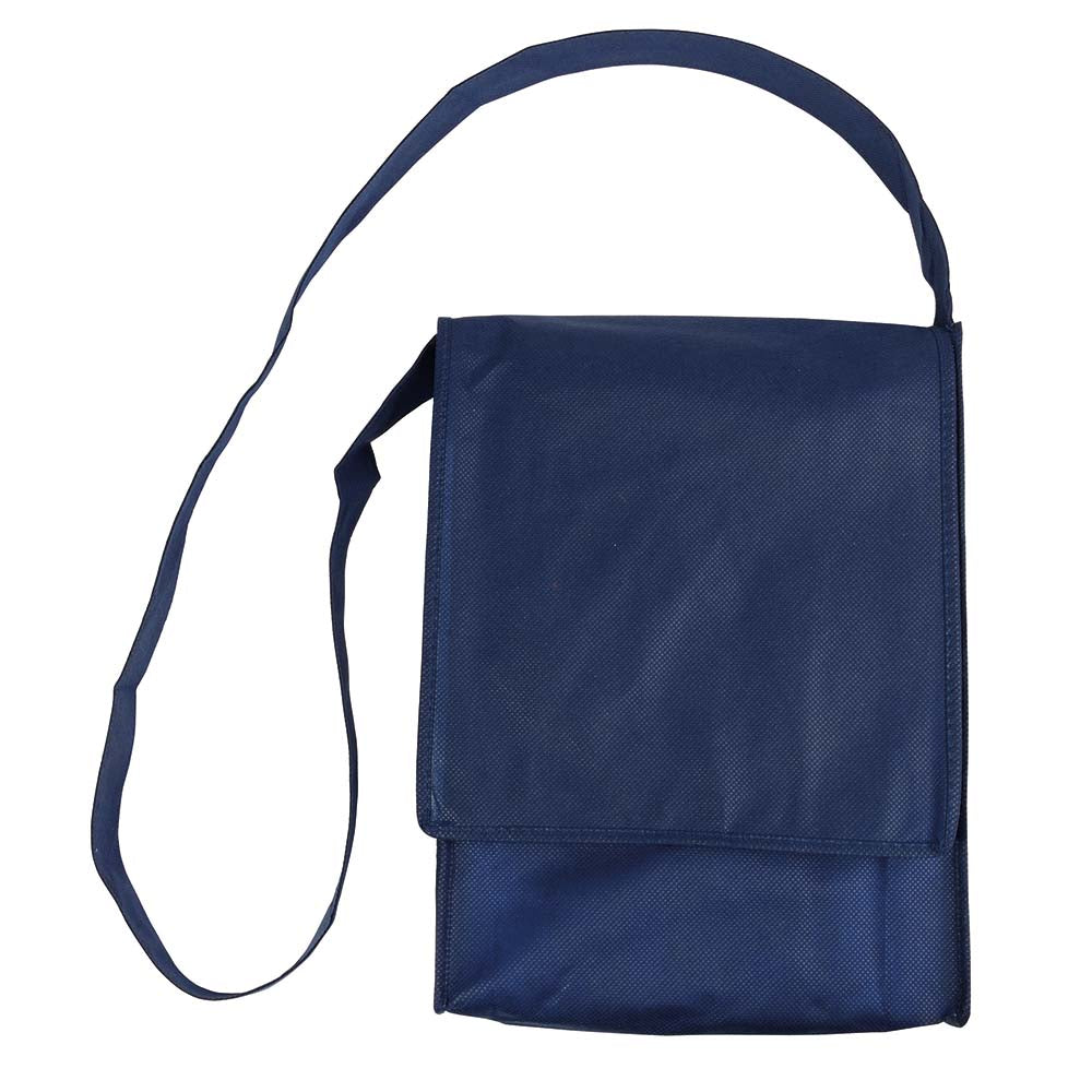 Stitched 80 g/m2 non-woven fabric haversack shoulder bag with gusset. Product size 23 X 34 X 5 CM