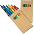 6 crayons in cardboard box. Size 9 x 9 cm