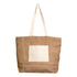 Jute shopping bag with bottom gusset, handles and front pocket (18 x 15 cm) in natural cotton, zip closure. Product size 48 X 35 CM