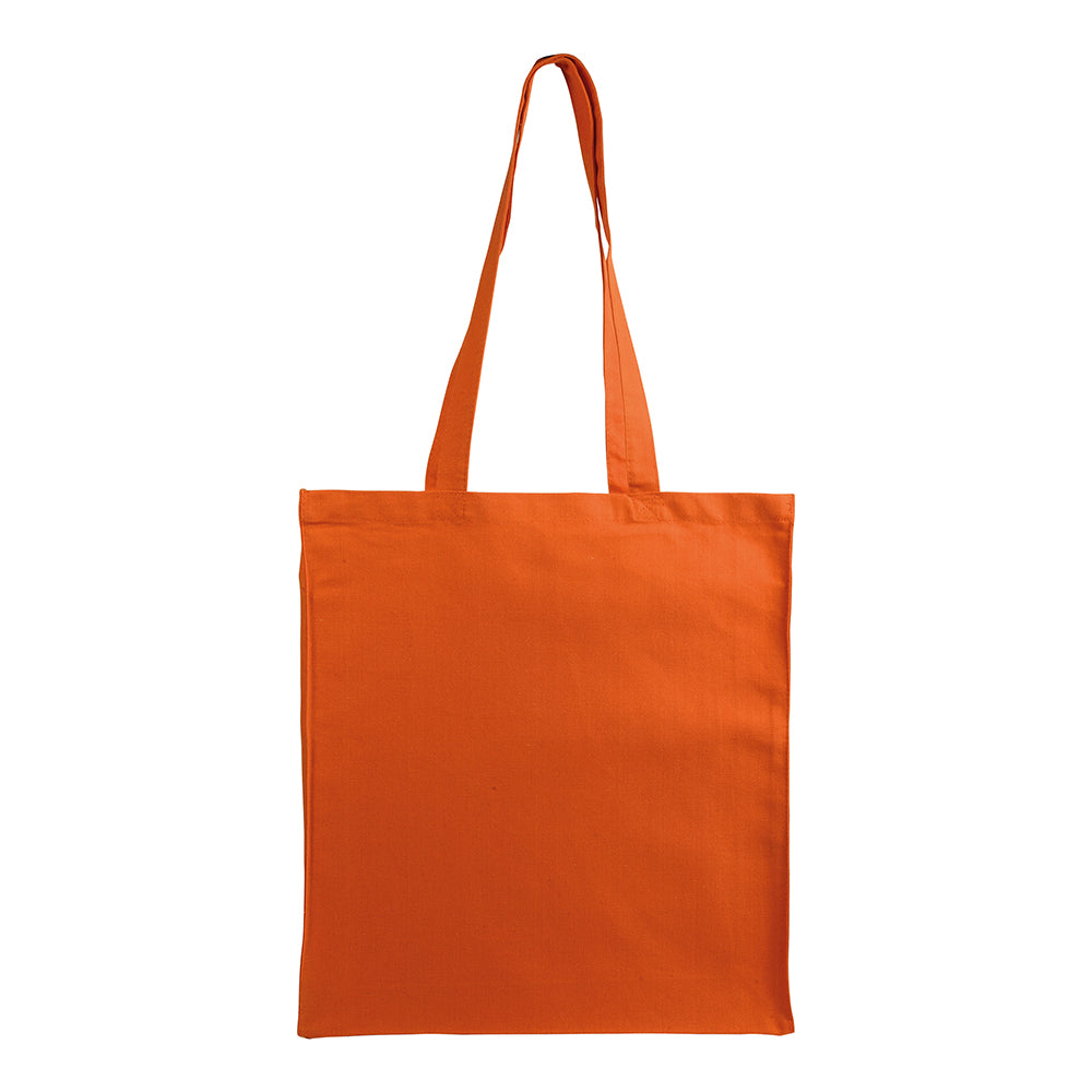 250 g/m2 cotton shopping bag, long handles and gusset, zip closure. Product size 38 X 42 X 8 CM