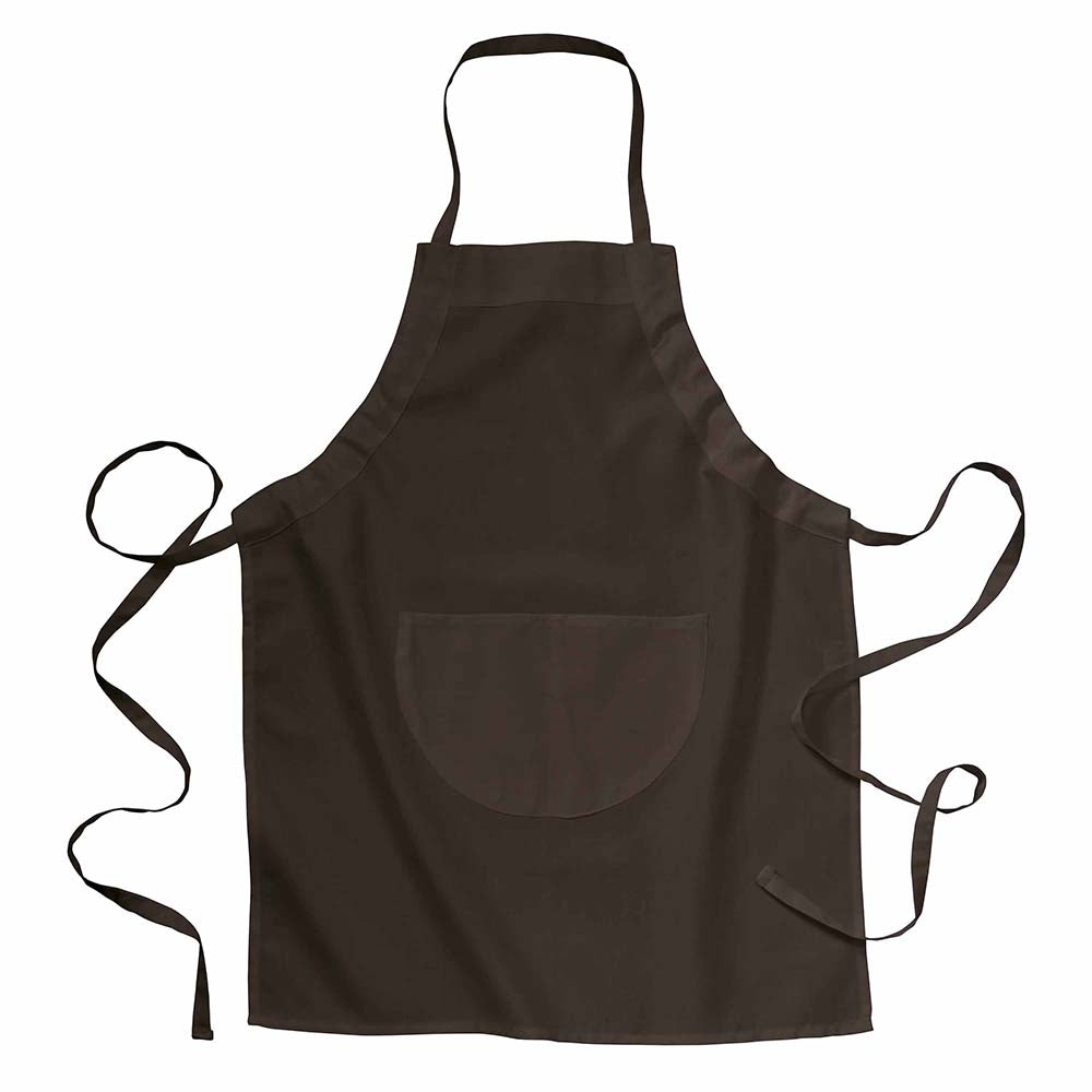 30% cotton/70% polyester (160 g/m2) long cooking apron with front pocket and adjustable tie length, 65 x 80 cm