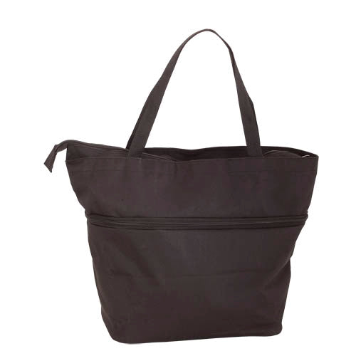 Extensible shopping bag in resistant 600D polyester of varied range in bright tones