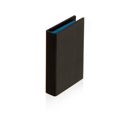 Sticky notepad with soft-touch covers in resistant, rigid recycled cardboard in a wide range of tones