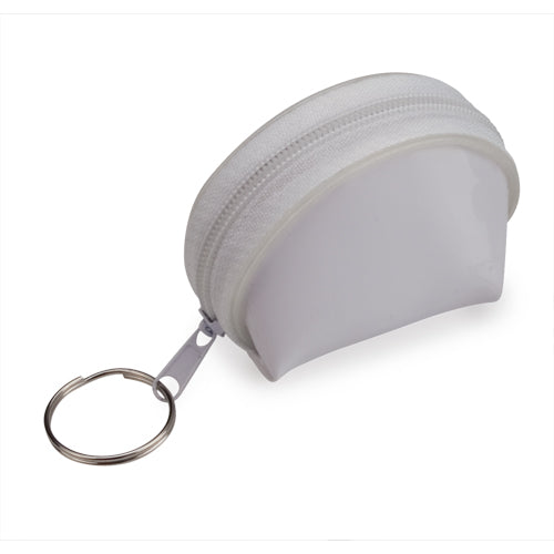 Keychain coin purse of semicircular design in material 100% PVC of varied and bright tones