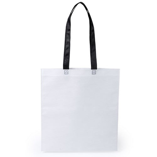 Non-woven bag in 80g/m2, in combination of white body with handles in varied bright tones
