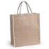Jute bag with short white, reinforced cotton handles