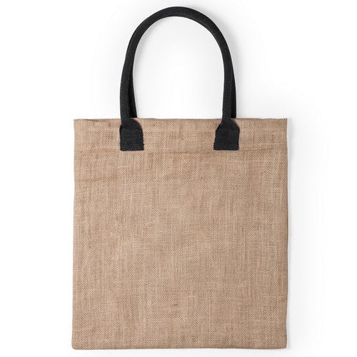 Jute bag with medium size, reinforce cotton handles, in a wide range of bright tones