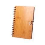 Nature line, ring notepad with hard, bamboo wood covers and an original elastic closure