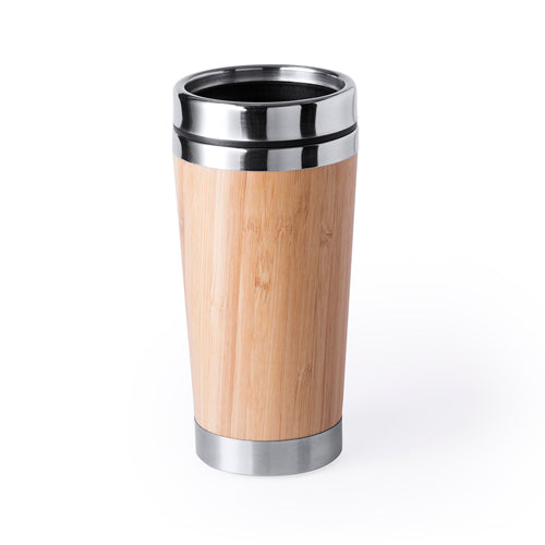Nature line cup with inside in stainless steel and outside in bamboo wood